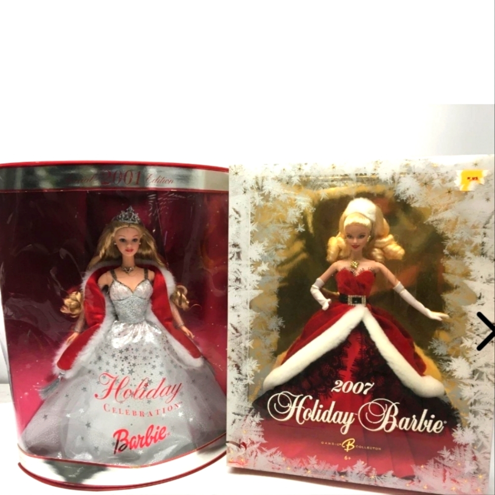 2001 & 2007 Barbie Holiday Celebration Special Edition Dolls Both are New in Box
